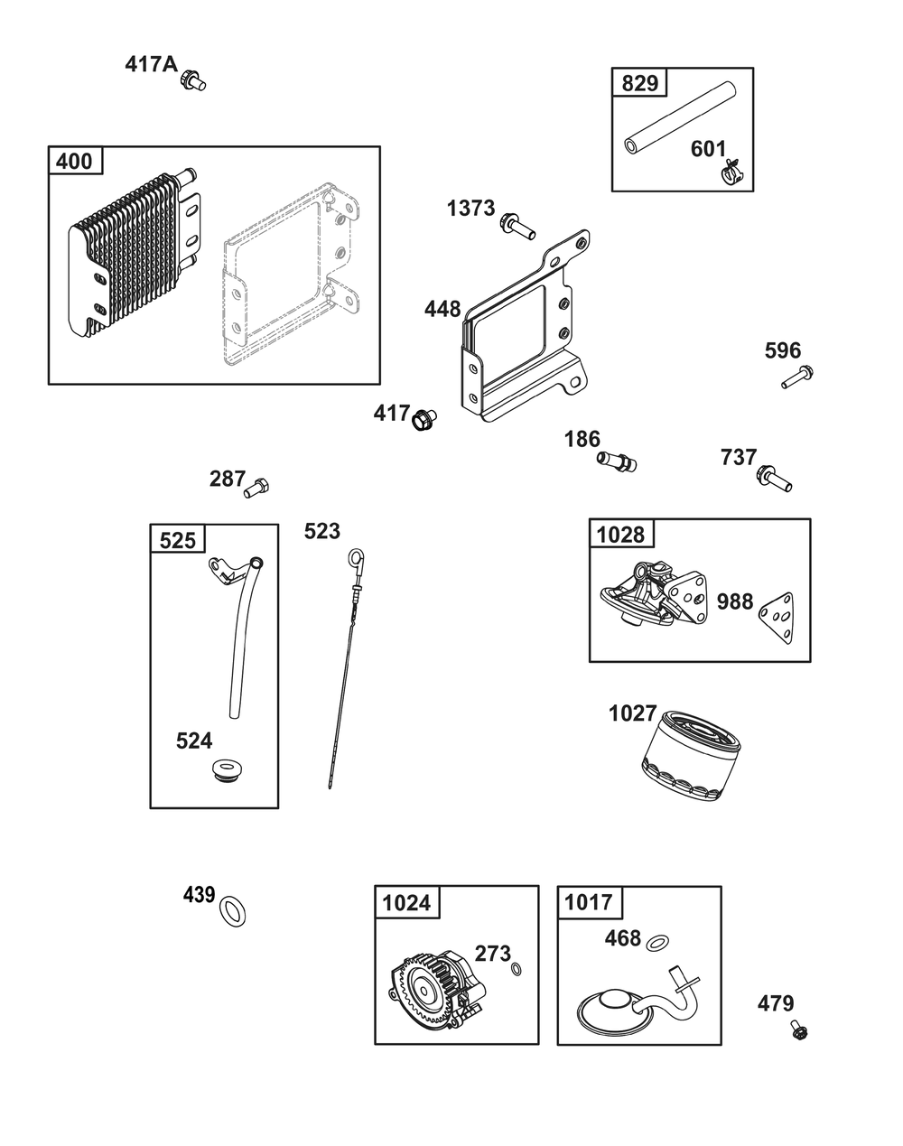 Lubrication Group Diagram and Parts List for 386447-0460-G1 200000 - 399999 Briggs and Stratton Engine